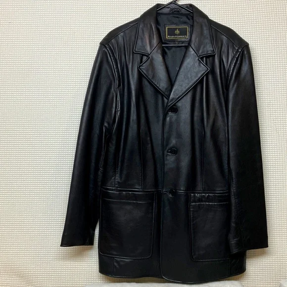 RAINFOREST Black Leather Coat - Picture 2 of 12
